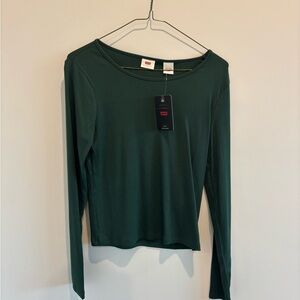 Levi's BNWT Green Ribbed Long Sleeve Top